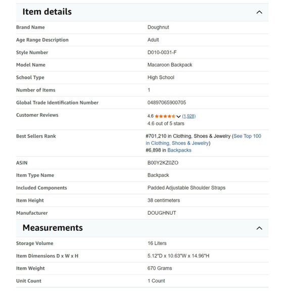 NWOT Doughnut Macaroon 16L Backpack — Mustard - Picture 7 of 8